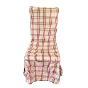 Ballard Designs Parsons Chair Slipcover Red & Beige Plaid‎ Preppy Classic Cover